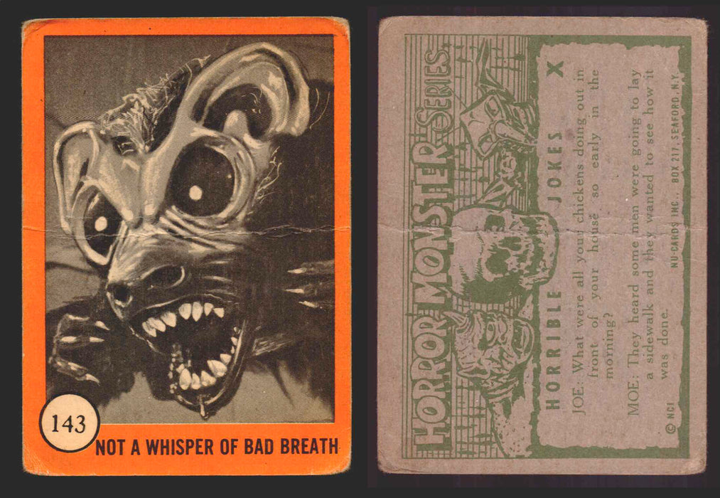 1961 Horror Monsters Series 2 Orange Trading Card You Pick Singles 67-146 NuCard 143   Not a Whisper of Bad Breath  - TvMovieCards.com