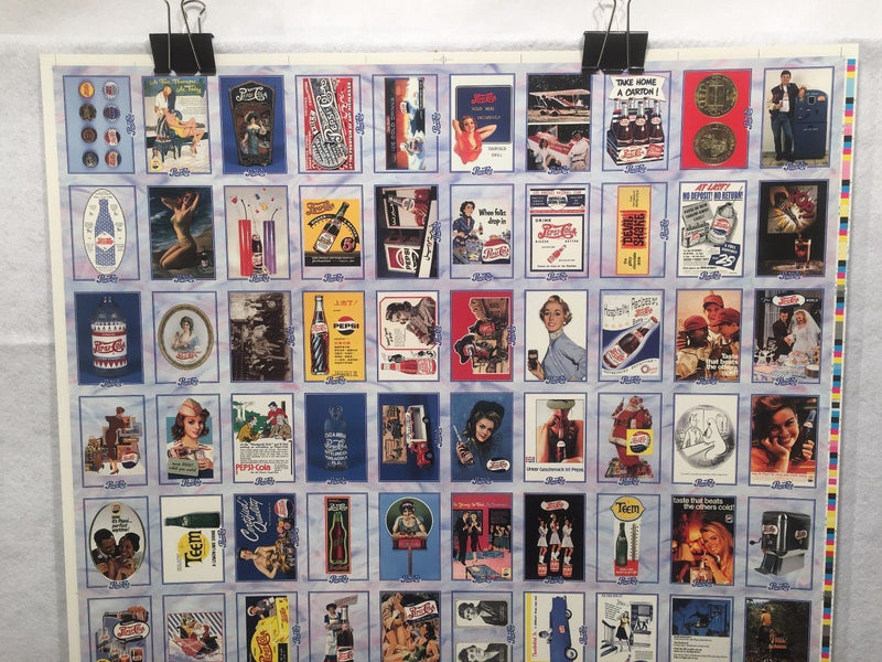 Pepsi Cola Series Two 2 Trading Cards Uncut 100 Card Sheet Poster Size 1995 Dart   - TvMovieCards.com