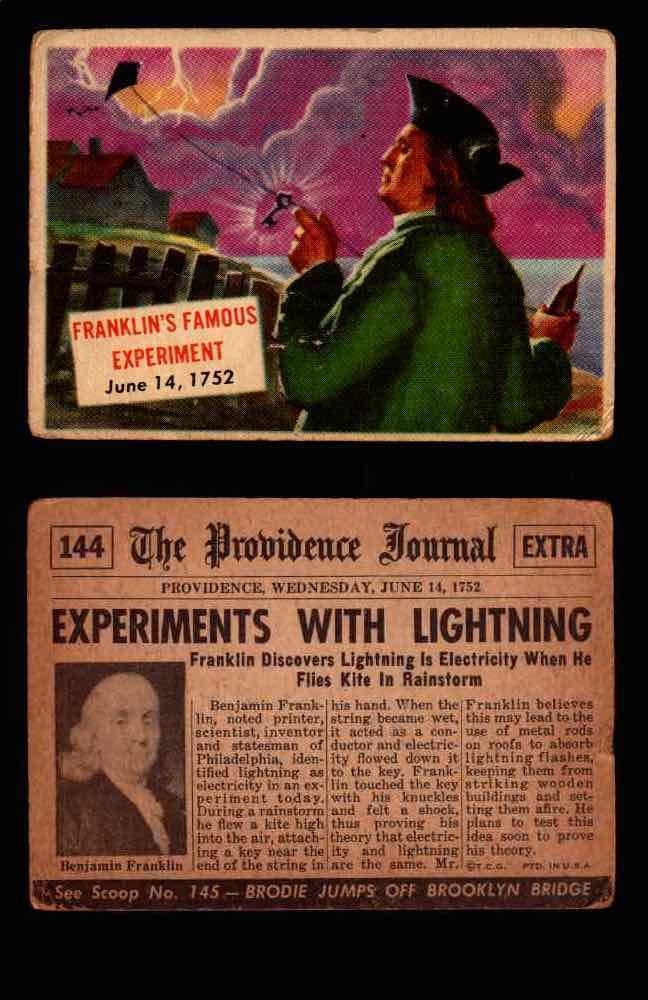 1954 Scoop Newspaper Series 2 Topps Vintage Trading Cards U Pick Singles #78-156 144   Franklin's Famous Experiment  - TvMovieCards.com