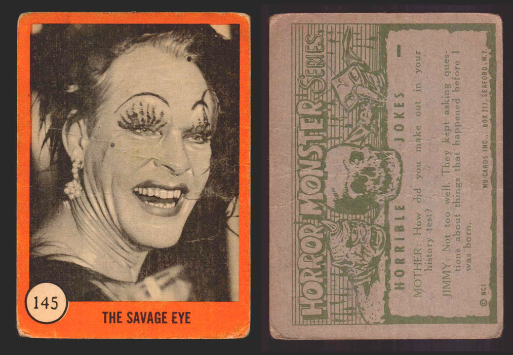 1961 Horror Monsters Series 2 Orange Trading Card You Pick Singles 67-146 NuCard 145   The Savage Eye  - TvMovieCards.com