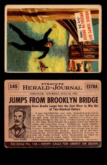 1954 Scoop Newspaper Series 2 Topps Vintage Trading Cards U Pick Singles #78-156 145   Brodie Jumps off Brooklyn Birdge  - TvMovieCards.com