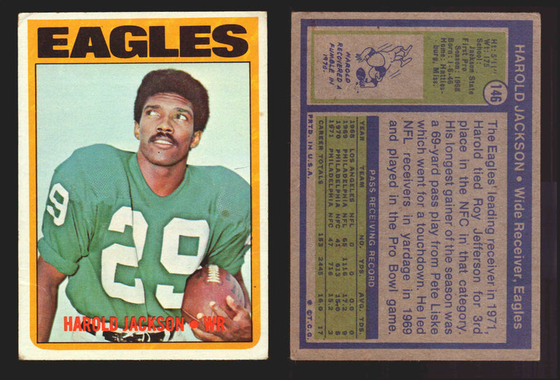 1972 Topps Football Trading Card You Pick Singles #1-#351 G/VG/EX #	146	Harold Jackson  - TvMovieCards.com