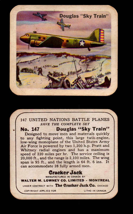 Cracker Jack United Nations Battle Planes Vintage You Pick Single Cards #71-147 #147  - TvMovieCards.com