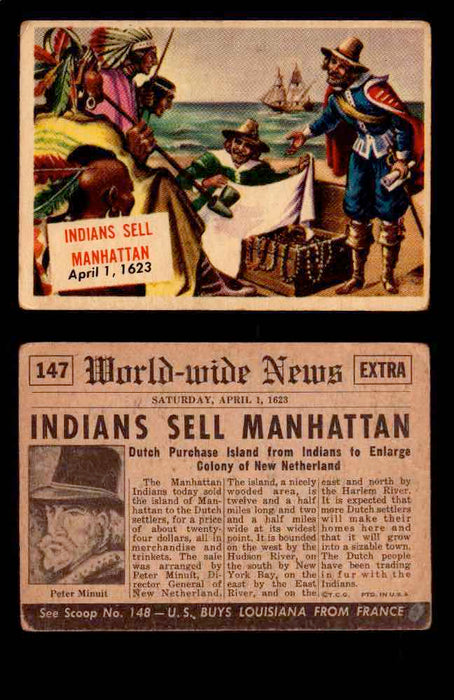 1954 Scoop Newspaper Series 2 Topps Vintage Trading Cards U Pick Singles #78-156 147   Indians Sell Manhattan  - TvMovieCards.com