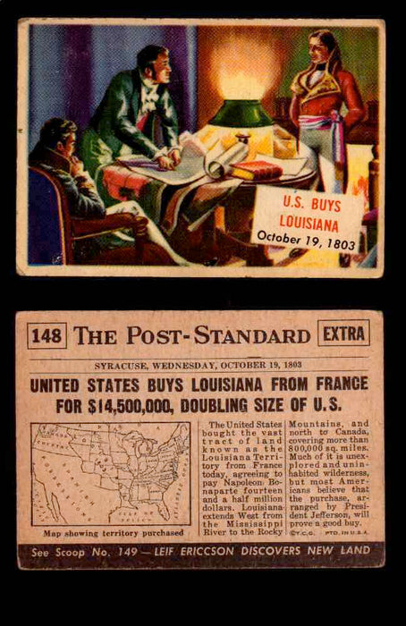 1954 Scoop Newspaper Series 2 Topps Vintage Trading Cards U Pick Singles #78-156 148   U.S. Buys Louisiana  - TvMovieCards.com