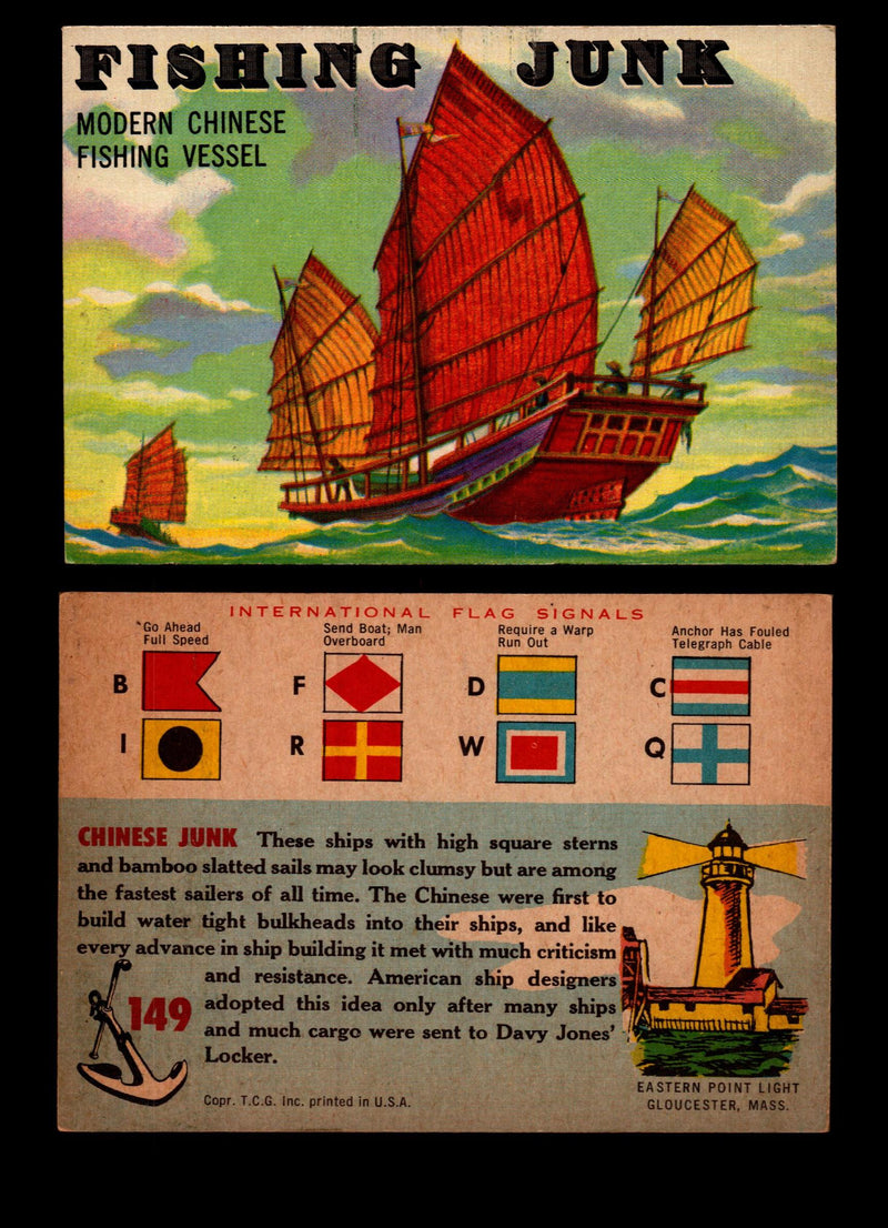 Rails And Sails 1955 Topps Vintage Card You Pick Singles #1-190 #149 Chinese Junk  - TvMovieCards.com