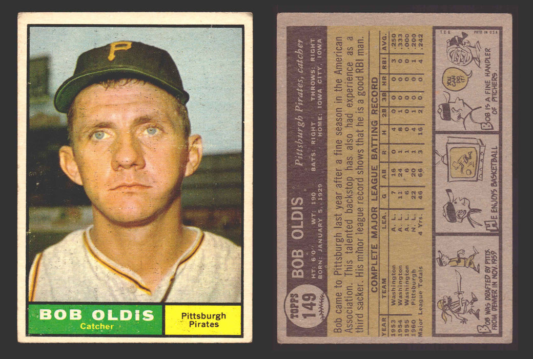 1961 Topps Baseball Trading Card You Pick Singles #100-#199 VG/EX #	149 Bob Oldis - Pittsburgh Pirates  - TvMovieCards.com