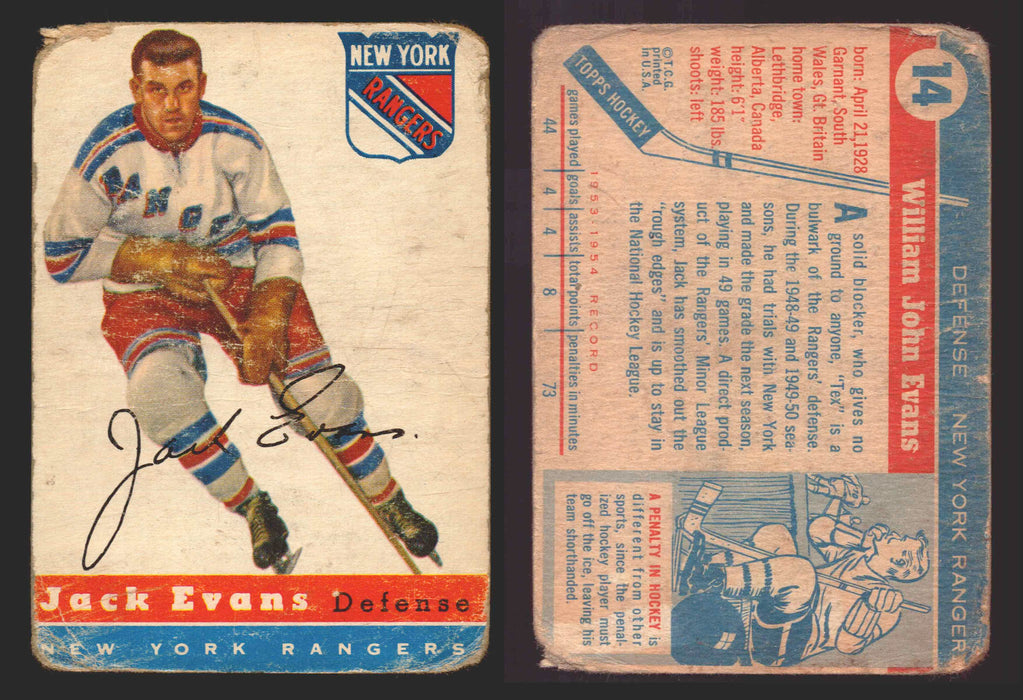 1954-1955 Topps Hockey NHL Trading Card You Pick Single Cards #1 - 60 F/VG #14 Jack Evans (Fair)  - TvMovieCards.com