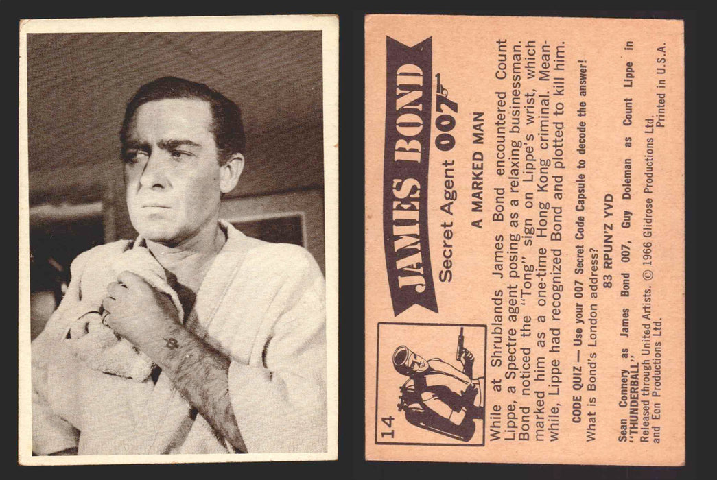 1966 James Bond 007 Thunderball Vintage Trading Cards You Pick Singles #1-66 14   A Marked Man  - TvMovieCards.com