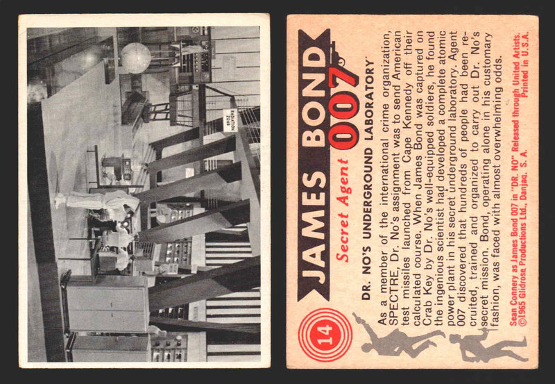 1965 James Bond 007 Glidrose Vintage Trading Cards You Pick Singles #1-66 14   Dr. No's Underground Laboratory  - TvMovieCards.com