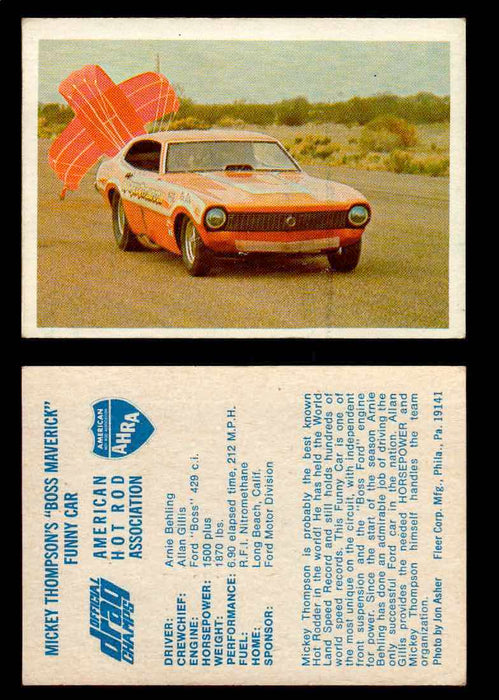 AHRA Official Drag Champs 1971 Fleer Vintage Trading Cards You Pick Singles 14   Mickey Thompson's "Boss Maverick"                Funny Car  - TvMovieCards.com