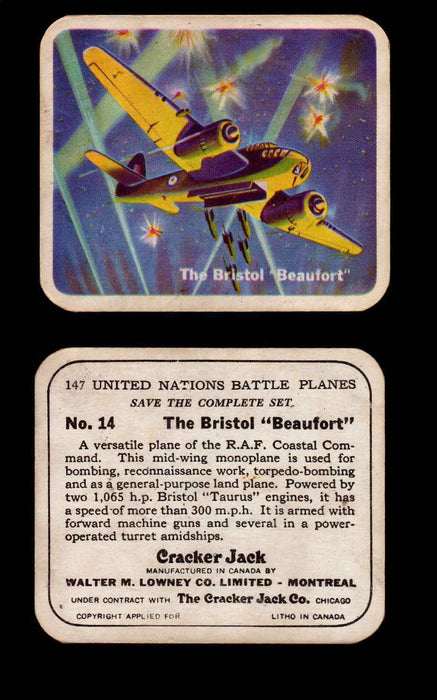 Cracker Jack United Nations Battle Planes Vintage You Pick Single Cards #1-70 #14  - TvMovieCards.com