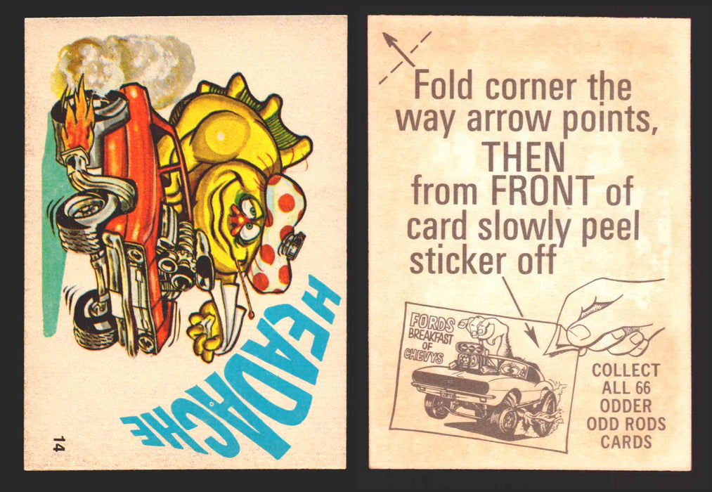 1970 Odder Odd Rods Donruss Vintage Trading Cards #1-66 You Pick Singles 14   Headache  - TvMovieCards.com