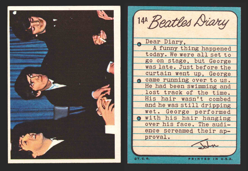 Beatles Diary Topps 1964 Vintage Trading Cards You Pick Singles #1A-#60A #	14	A  - TvMovieCards.com