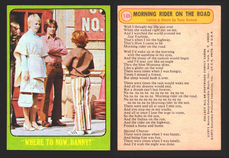 1971 The Partridge Family Series 3 Green You Pick Single Cards #1-88B Topps USA #	14B   "Where To Now    Danny?"  - TvMovieCards.com