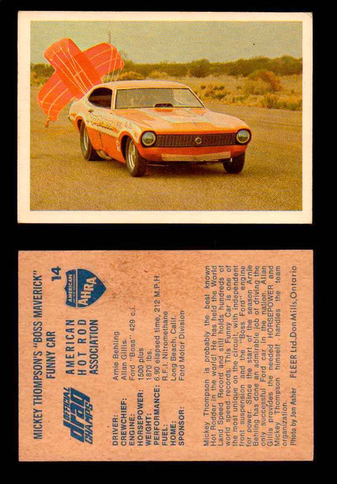 AHRA Official Drag Champs 1971 Fleer Canada Trading Cards You Pick Singles #1-63 14   Mickey Thompson's "Boss Maverick"                Funny Car  - TvMovieCards.com
