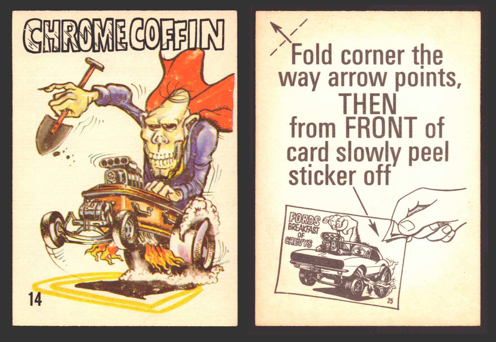 1969 Odd Rods Vintage Sticker Trading Cards #1-#44 You Pick Singles Donruss #	14	Chrome Coffin  - TvMovieCards.com