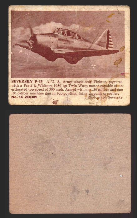 1940 Zoom Airplanes Series 2 & 3 You Pick Single Trading Cards #1-200 Gum 14   Seversky P-35  - TvMovieCards.com