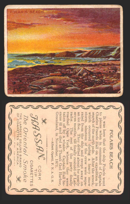 1910 T30 Hassan Tobacco Cigarettes Artic Scenes Vintage Trading Cards Singles #14 Polaris Beach  - TvMovieCards.com