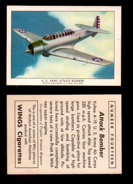 1940 Modern American Airplanes Series 1 Vintage Trading Cards Pick Singles #1-50 14 U.S. Army Attack Bomber (Vultee A-19)  - TvMovieCards.com