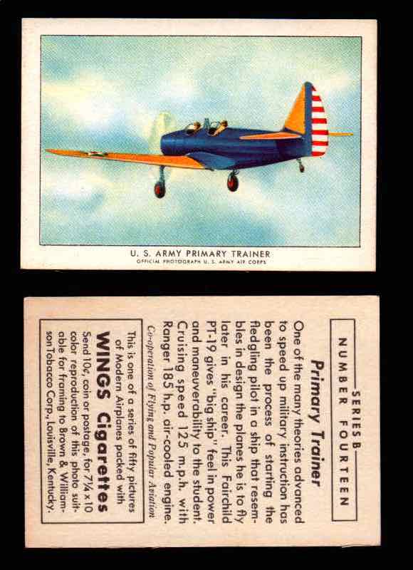 1941 Modern American Airplanes Series B Vintage Trading Cards Pick Singles #1-50 14	 	U.S. Army Primary Trainer  - TvMovieCards.com