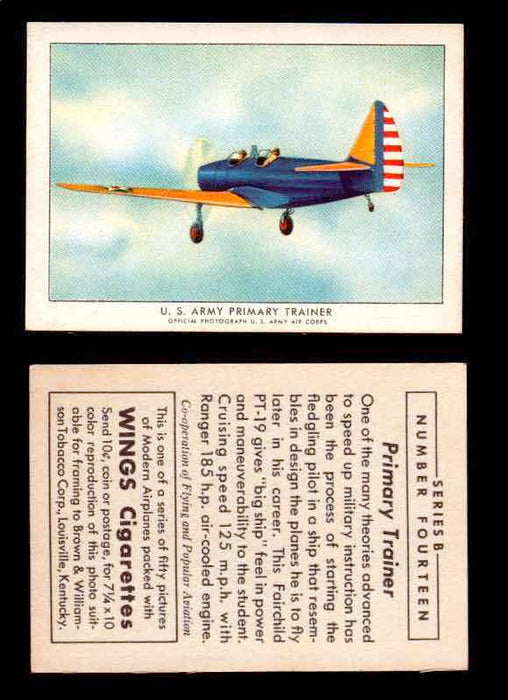 1941 Modern American Airplanes Series B Vintage Trading Cards Pick Singles #1-50 14	 	U.S. Army Primary Trainer  - TvMovieCards.com