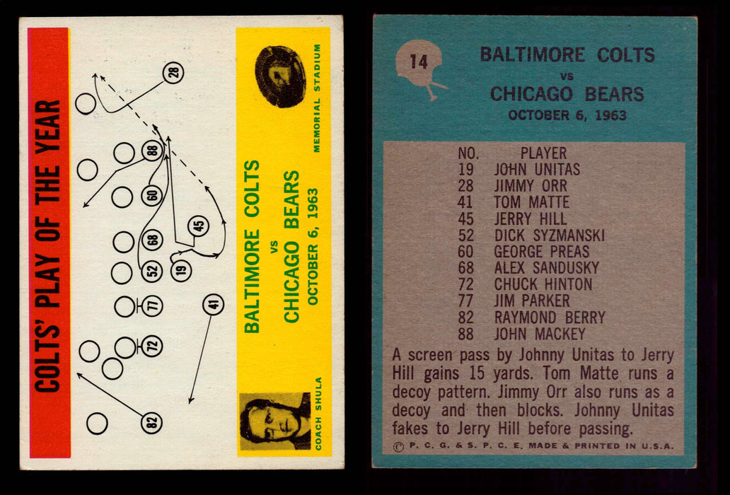 1964 Philadelphia Football Trading Card You Pick Singles #1-#198 VG/EX #14 Baltimore Colts (Shula)  - TvMovieCards.com
