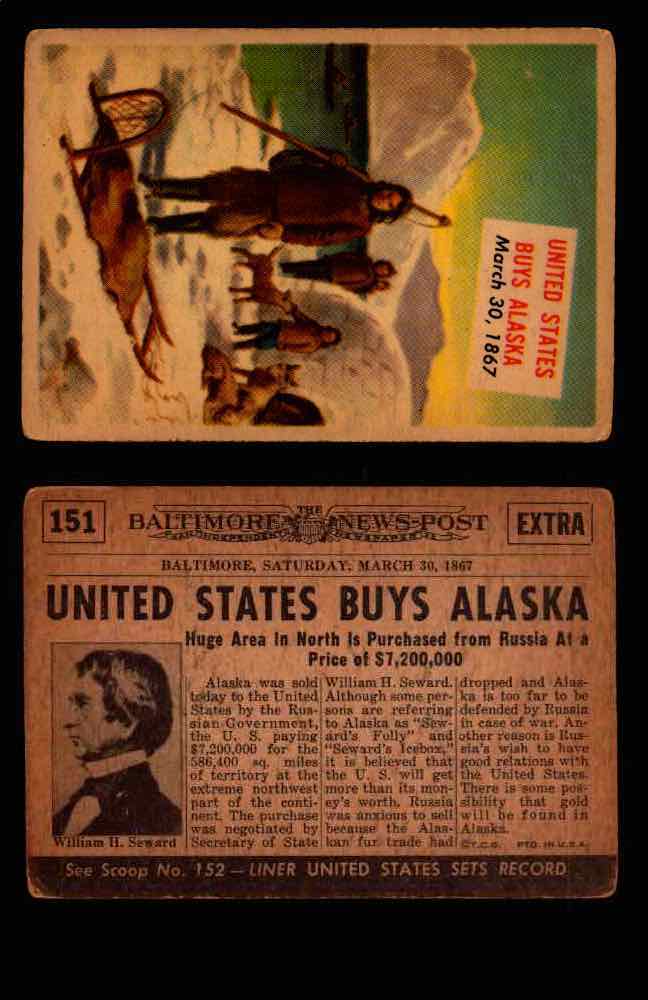 1954 Scoop Newspaper Series 2 Topps Vintage Trading Cards U Pick Singles #78-156 151   United States Buys Alaska  - TvMovieCards.com