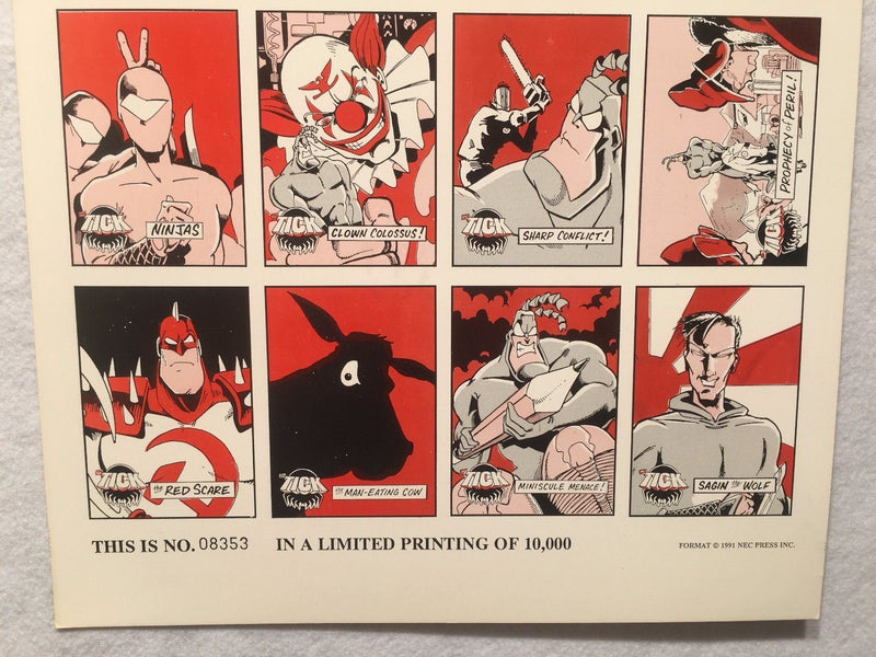 The Tick Trading Cards UNCUT 16 CARD SHEET Small Poster Size Comic Images 1997   - TvMovieCards.com