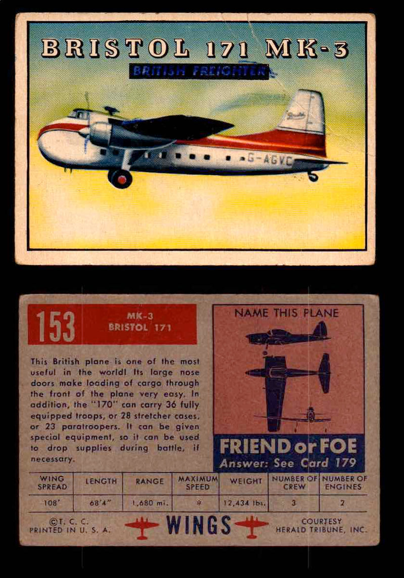 1953 Wings Topps TCG Vintage Trading Cards You Pick Singles #101-200 #153  - TvMovieCards.com
