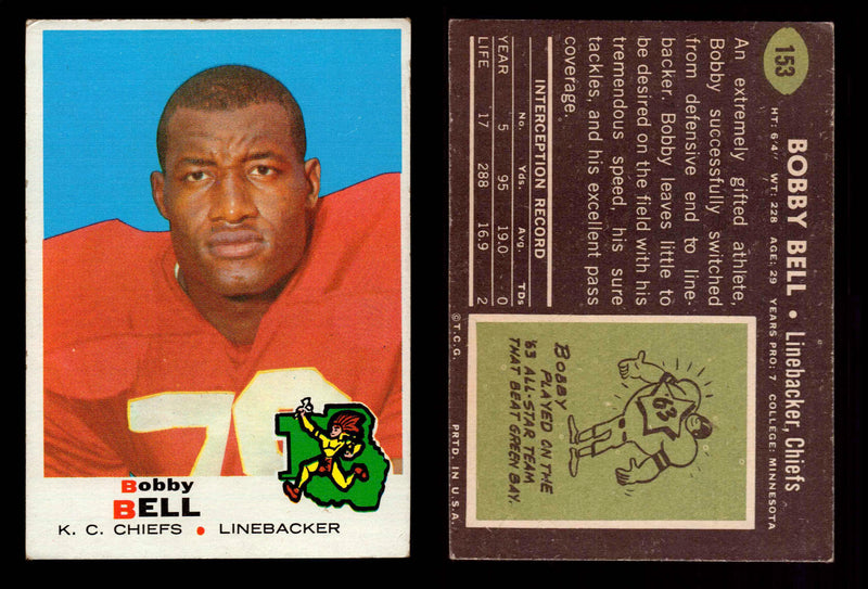 1969 Topps Football Trading Card You Pick Singles #1-#263 G/VG/EX #	153	Bobby Bell (HOF)  - TvMovieCards.com