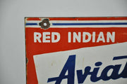 Rare Red Indian Aviation Motor Oil Rack Double sided Porcelain Sign 12" x 14"   - TvMovieCards.com