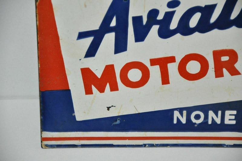 Rare Red Indian Aviation Motor Oil Rack Double sided Porcelain Sign 12" x 14"   - TvMovieCards.com