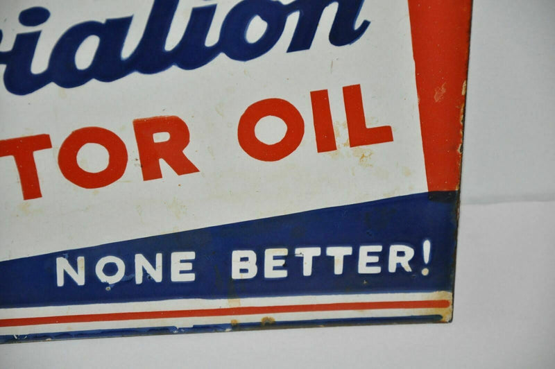 Rare Red Indian Aviation Motor Oil Rack Double sided Porcelain Sign 12" x 14"   - TvMovieCards.com