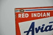 Rare Red Indian Aviation Motor Oil Rack Double sided Porcelain Sign 12" x 14"   - TvMovieCards.com