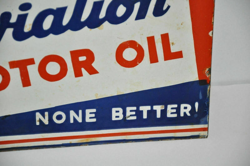 Rare Red Indian Aviation Motor Oil Rack Double sided Porcelain Sign 12" x 14"   - TvMovieCards.com