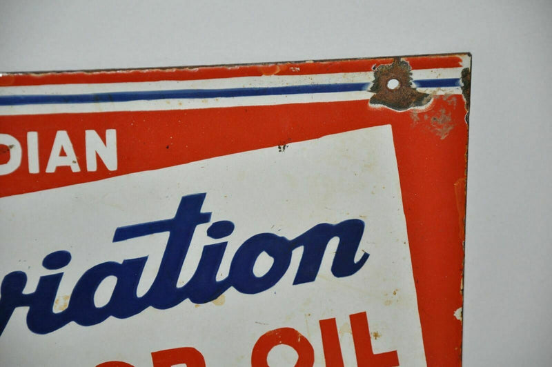 Rare Red Indian Aviation Motor Oil Rack Double sided Porcelain Sign 12" x 14"   - TvMovieCards.com
