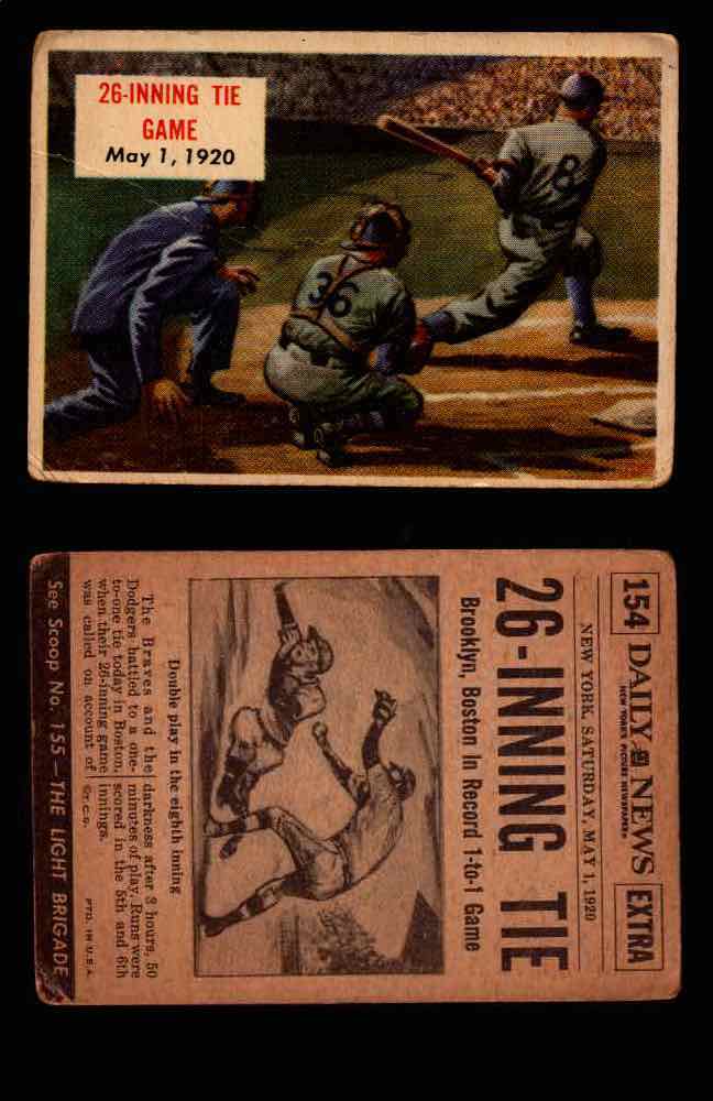 1954 Scoop Newspaper Series 2 Topps Vintage Trading Cards U Pick Singles #78-156 154   26-Inning Tie  - TvMovieCards.com