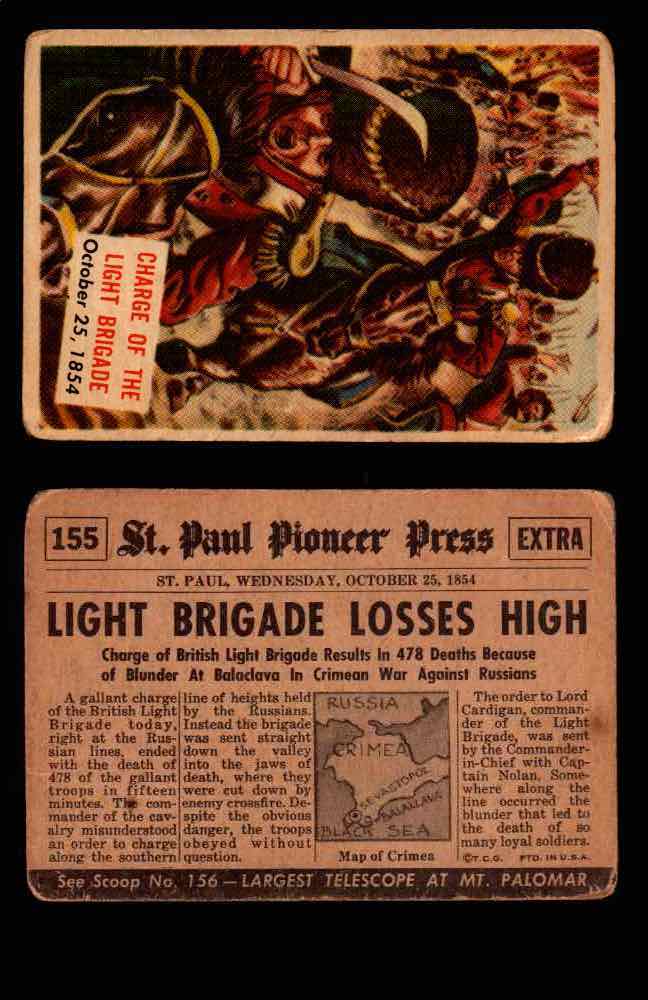 1954 Scoop Newspaper Series 2 Topps Vintage Trading Cards U Pick Singles #78-156 155   Charge of the Light Brigade  - TvMovieCards.com