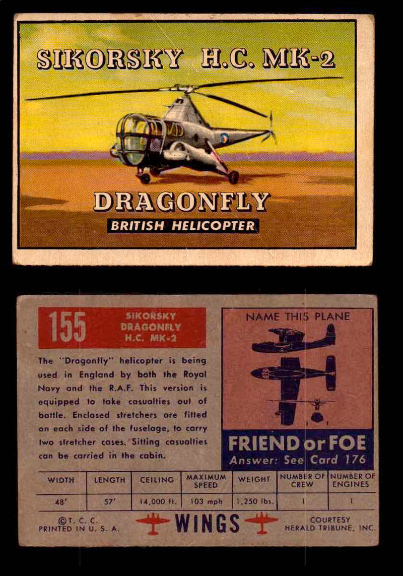 1953 Wings Topps TCG Vintage Trading Cards You Pick Singles #101-200 #155  - TvMovieCards.com