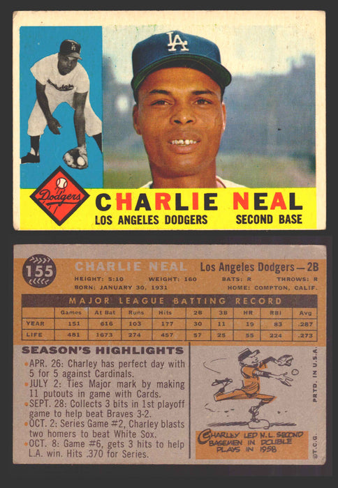 1960 Topps Baseball Trading Card You Pick Singles #1-#250 VG/EX 155 - Charlie Neal  - TvMovieCards.com