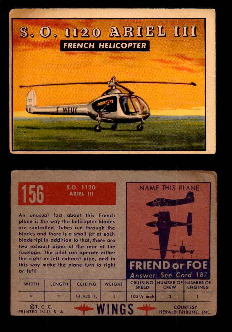 1953 Wings Topps TCG Vintage Trading Cards You Pick Singles #101-200 #156  - TvMovieCards.com
