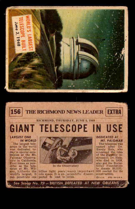 1954 Scoop Newspaper Series 2 Topps Vintage Trading Cards U Pick Singles #78-156 156   World's Largest Telescope Built  - TvMovieCards.com