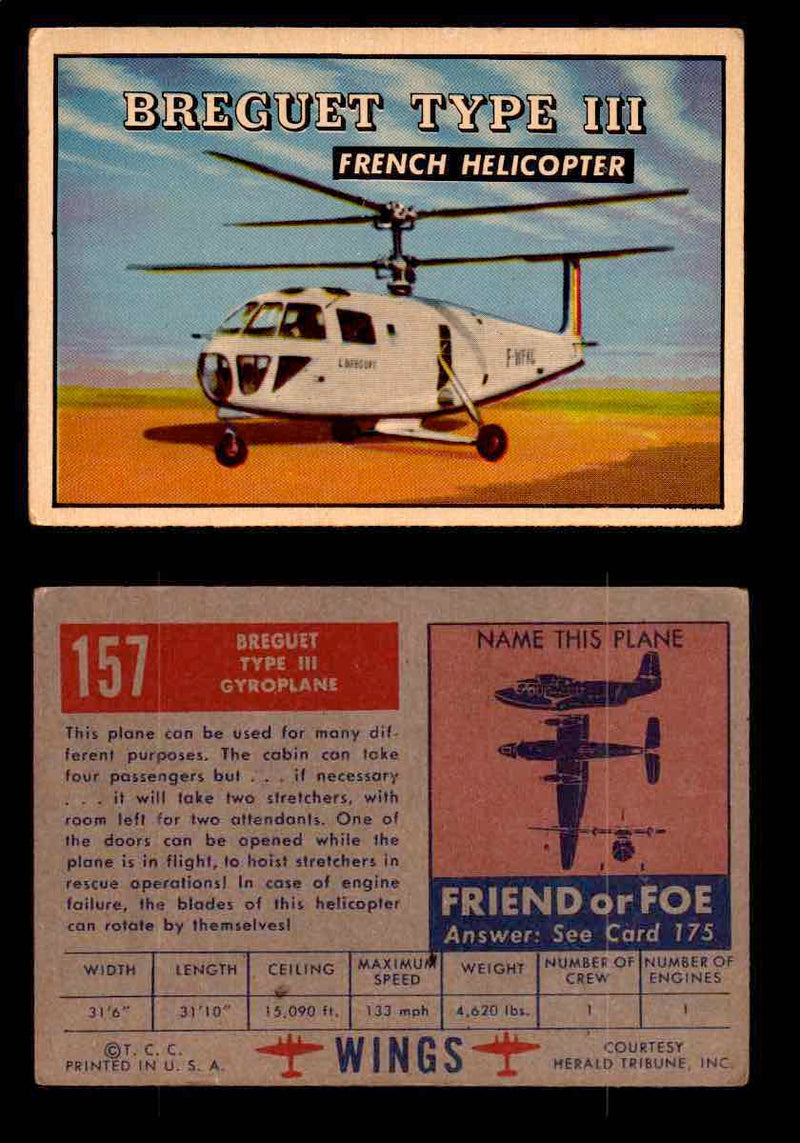1953 Wings Topps TCG Vintage Trading Cards You Pick Singles #101-200 #157  - TvMovieCards.com