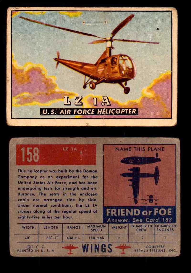 1953 Wings Topps TCG Vintage Trading Cards You Pick Singles #101-200 #158  - TvMovieCards.com