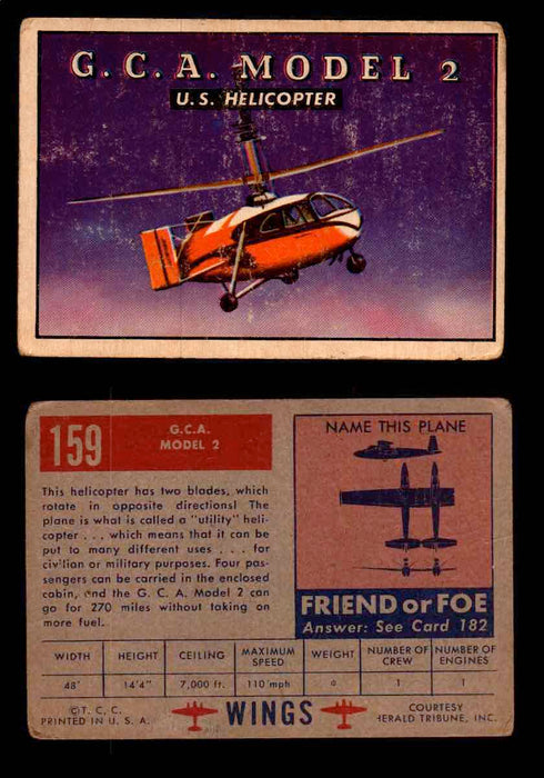 1953 Wings Topps TCG Vintage Trading Cards You Pick Singles #101-200 #159  - TvMovieCards.com