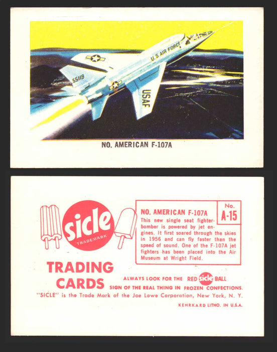 1959 Sicle Airplanes Joe Lowe Corp Vintage Trading Card You Pick Singles #1-#76 A-15	No. American F-107A  - TvMovieCards.com