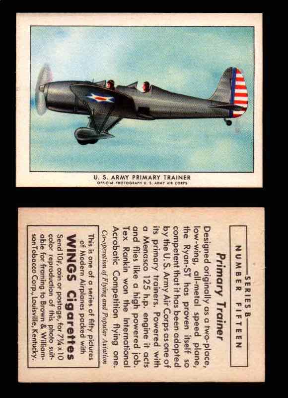1941 Modern American Airplanes Series B Vintage Trading Cards Pick Singles #1-50 15	 	U.S. Army Primary Trainer  - TvMovieCards.com