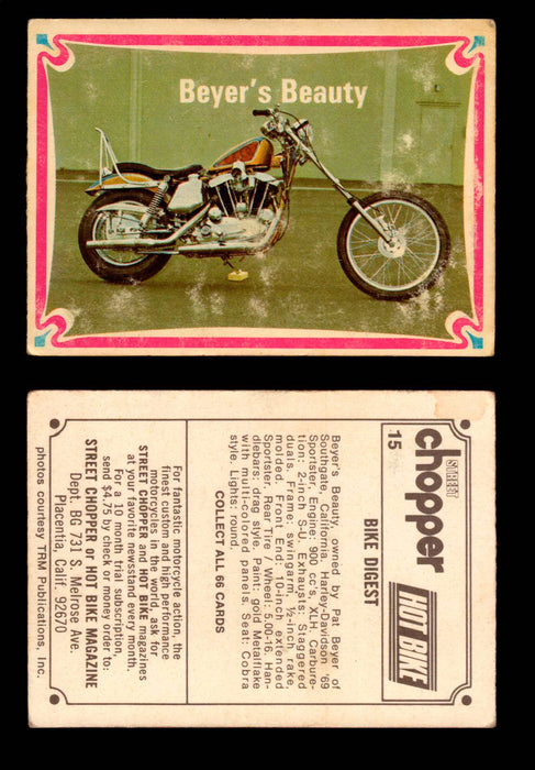 1972 Street Choppers & Hot Bikes Vintage Trading Card You Pick Singles #1-66 #15   Beyer's Beauty  - TvMovieCards.com