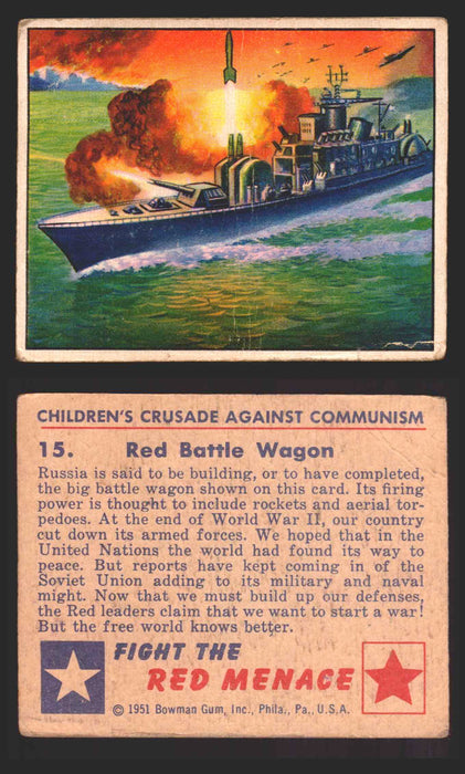 1951 Red Menace Vintage Trading Cards #1-48 You Pick Singles Bowman Gum 15   Red Battle Wagon  - TvMovieCards.com